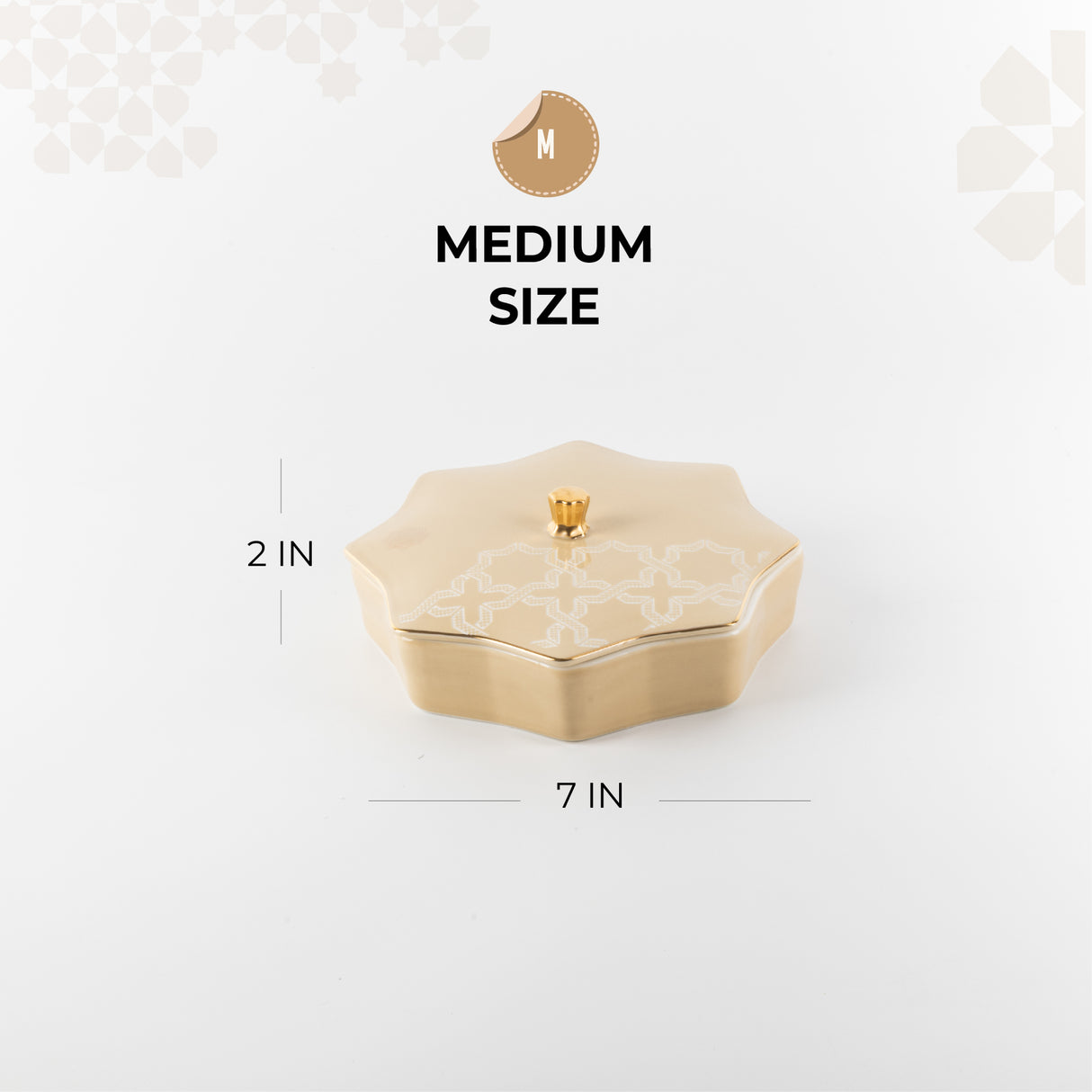 Octara - Medium Decorative Canister - Ivory & Gold
