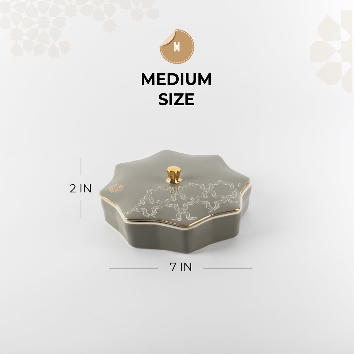 Octara - Medium Decorative Canister - Grey & Gold
