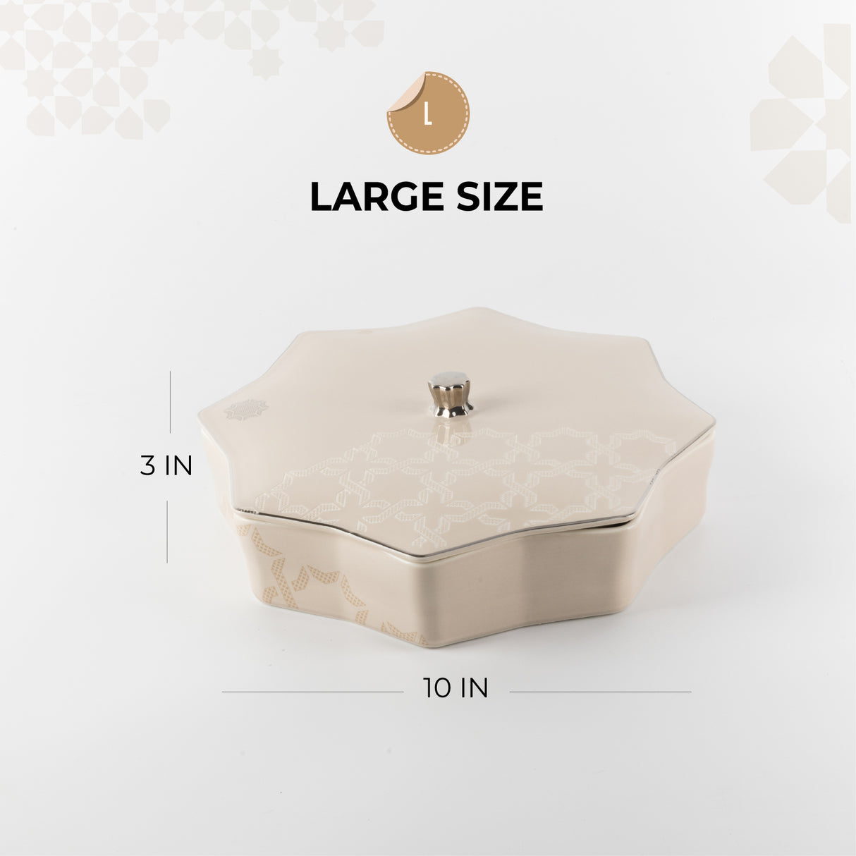 Octara - Large Decorative Canister - Beige & Silver