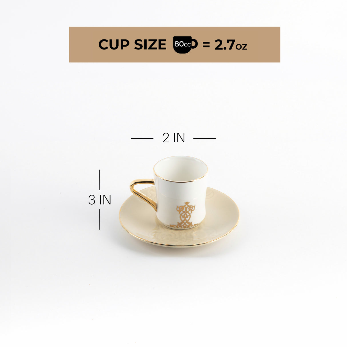 Naqsh - Espresso/Turkish Coffee Set (12-Pc)-Ivory & Gold