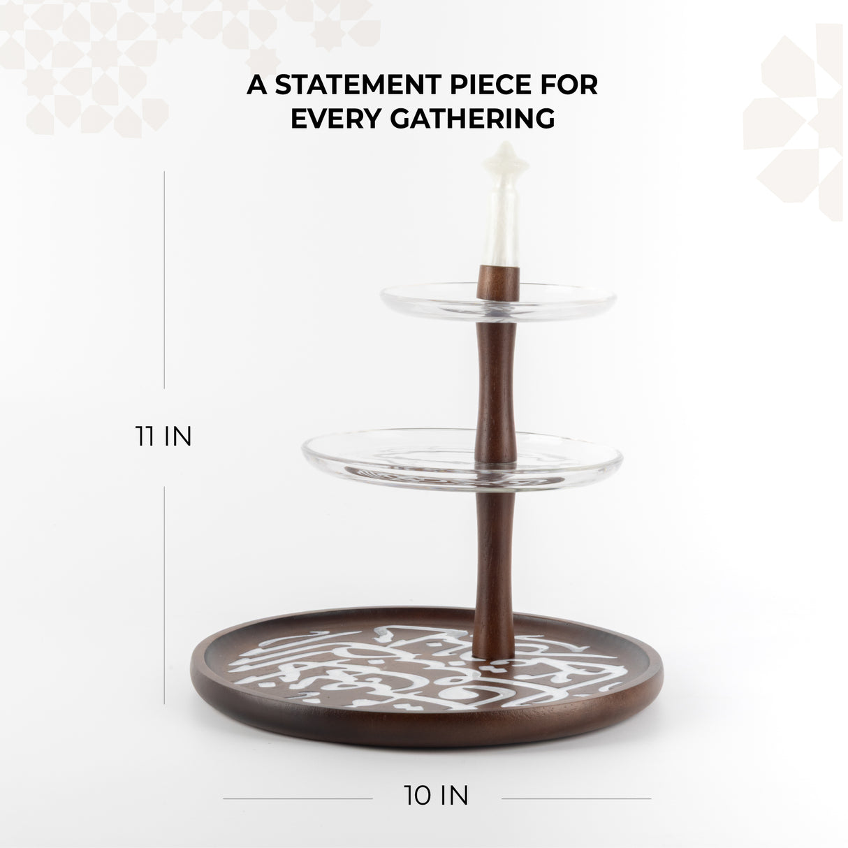 Sidrah - 3 Tier Plate - Walnut Gold