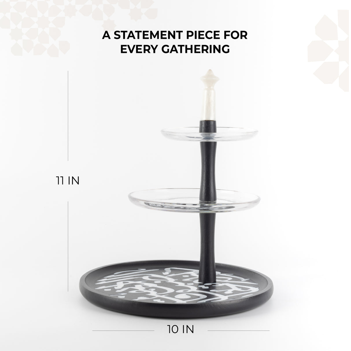 Sidrah - 3 Tier Plate - Midnight Silver