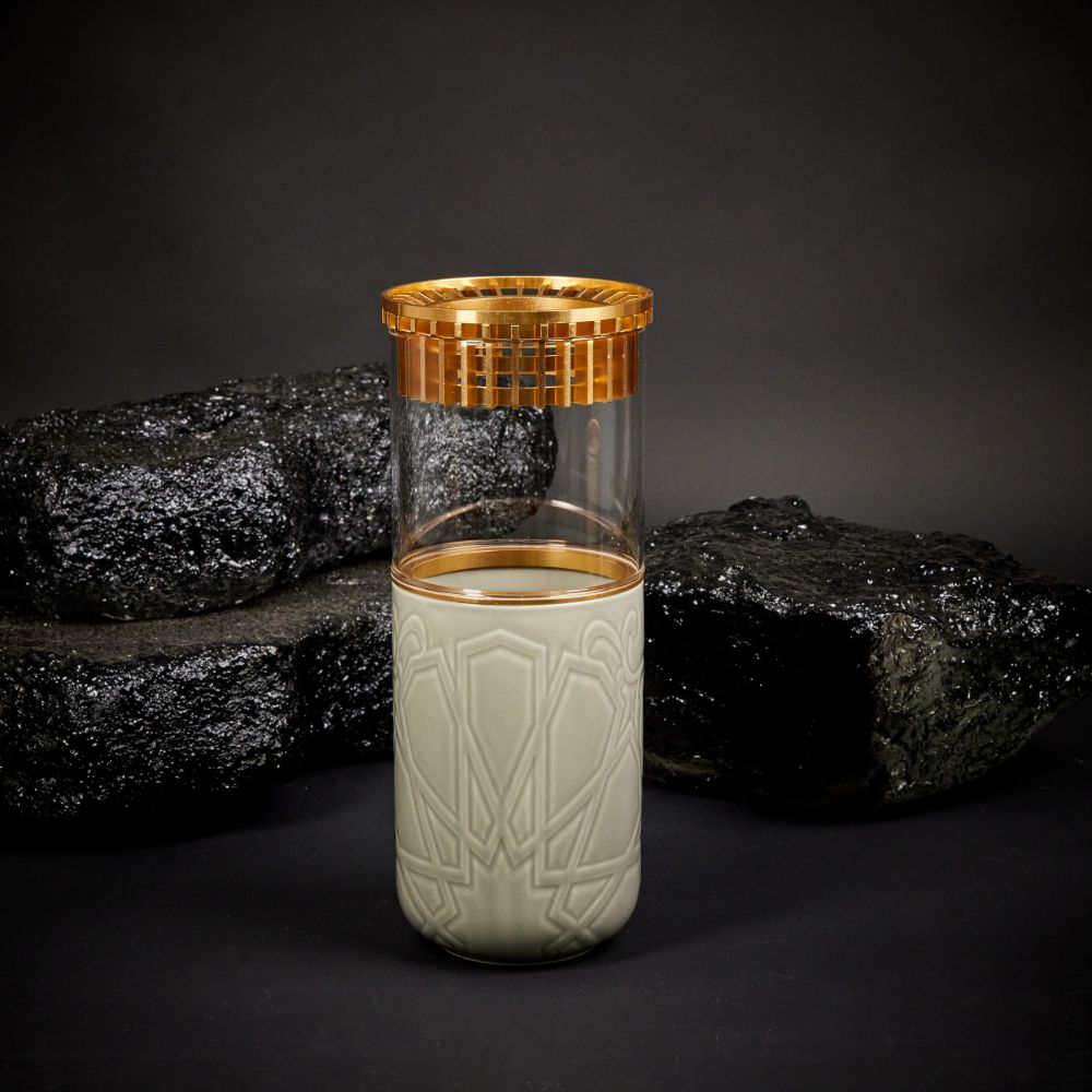 Luxury Majlis - Medium Decorative Vase - Grey & Gold