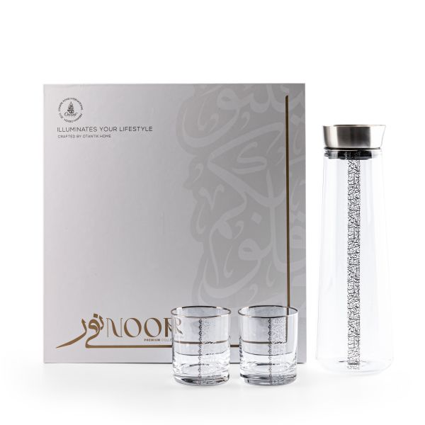 Nour - Jarra con 6 tazas cortas - Plata