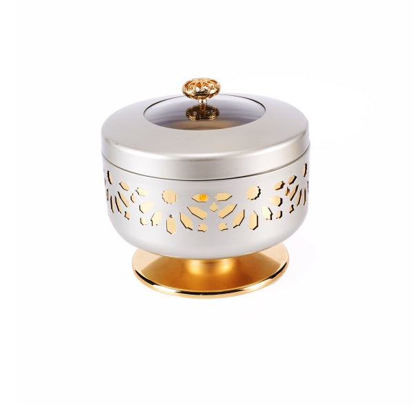 Ikram - Servidor buffet con tapa, Talla XS - Plata