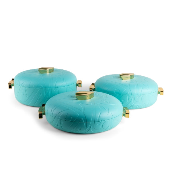 Zuwar - Set Of 3 Buffet Warmer -Blue