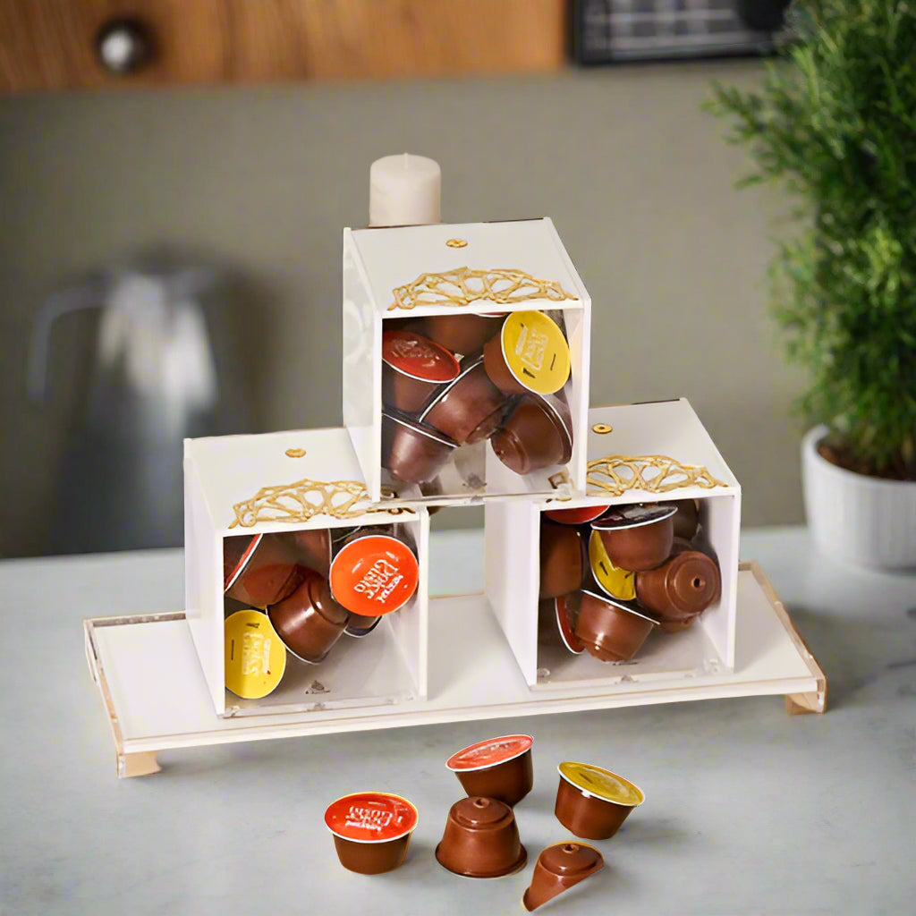 Saraya - Soporte para cápsulas de café de acrílico, juego de 3 piezas