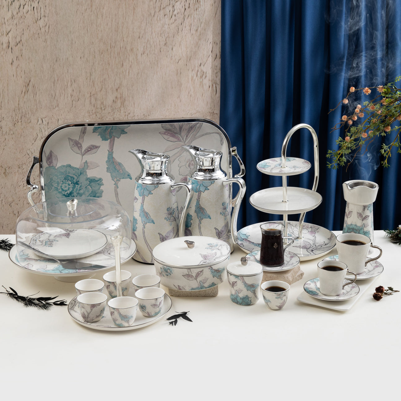 Khuzama in Blue & Silver