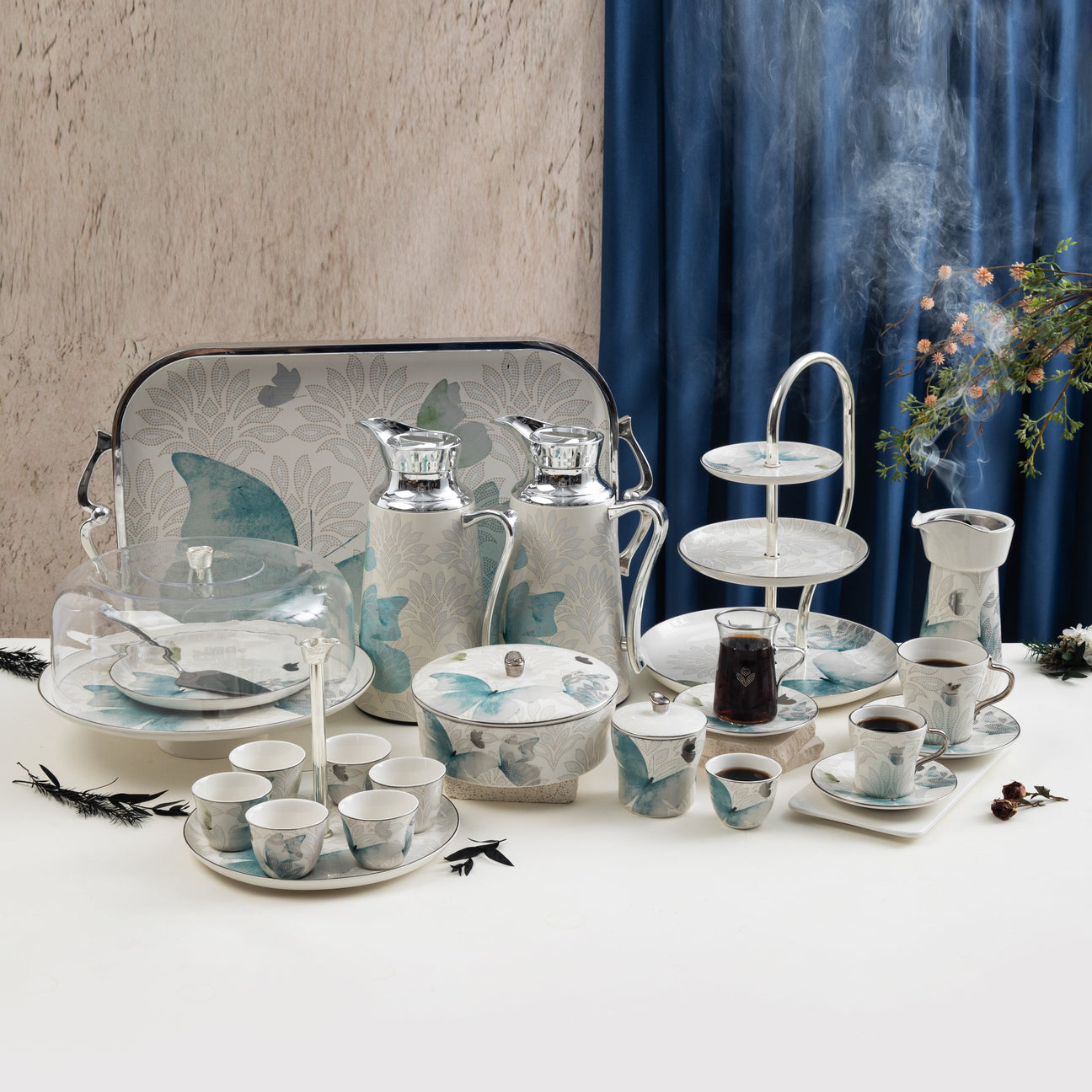 Veloura in Blue & Silver