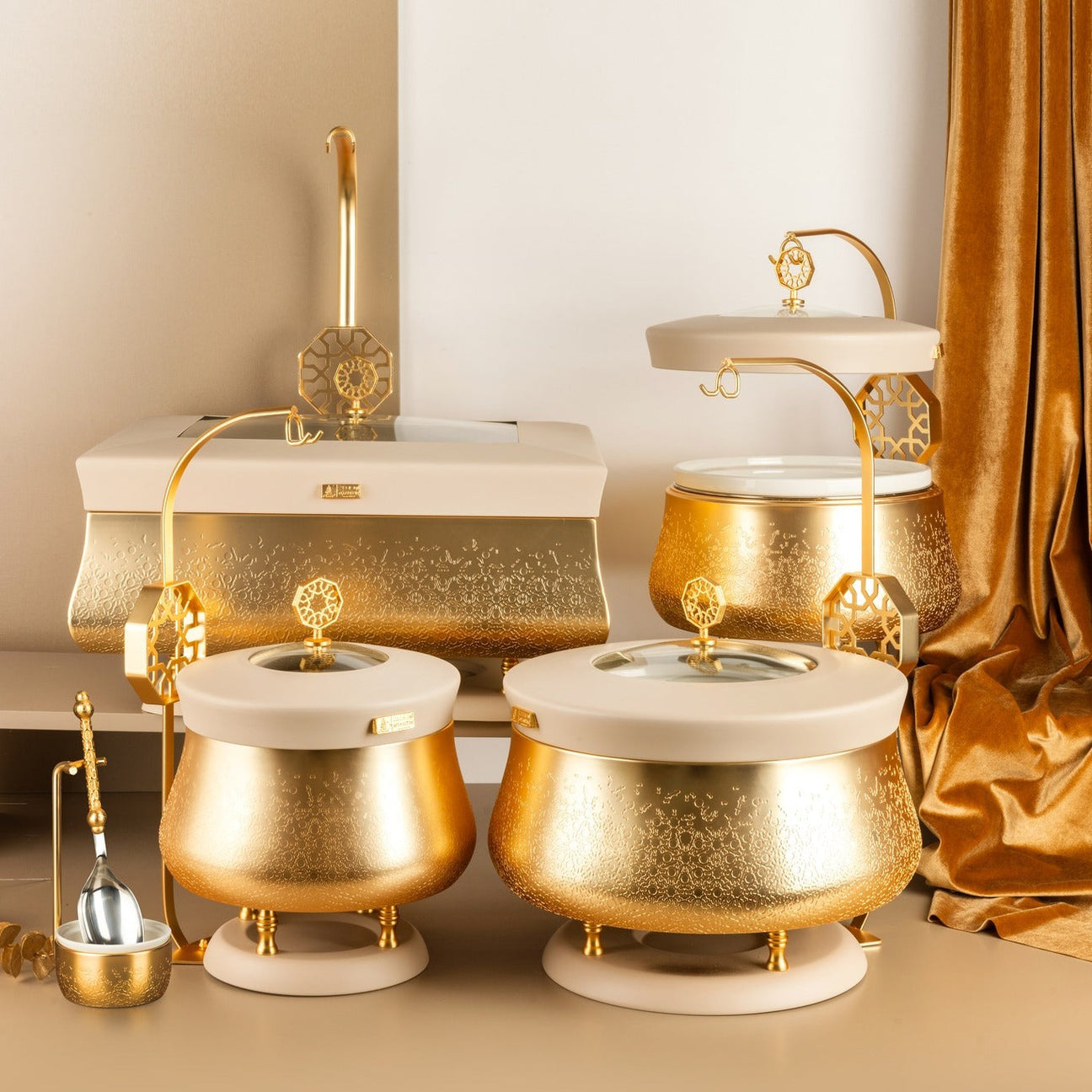 Nourhan Chafers in Gold & Beige