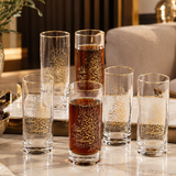 Luxury 6 Tall Glass Cups - Gold