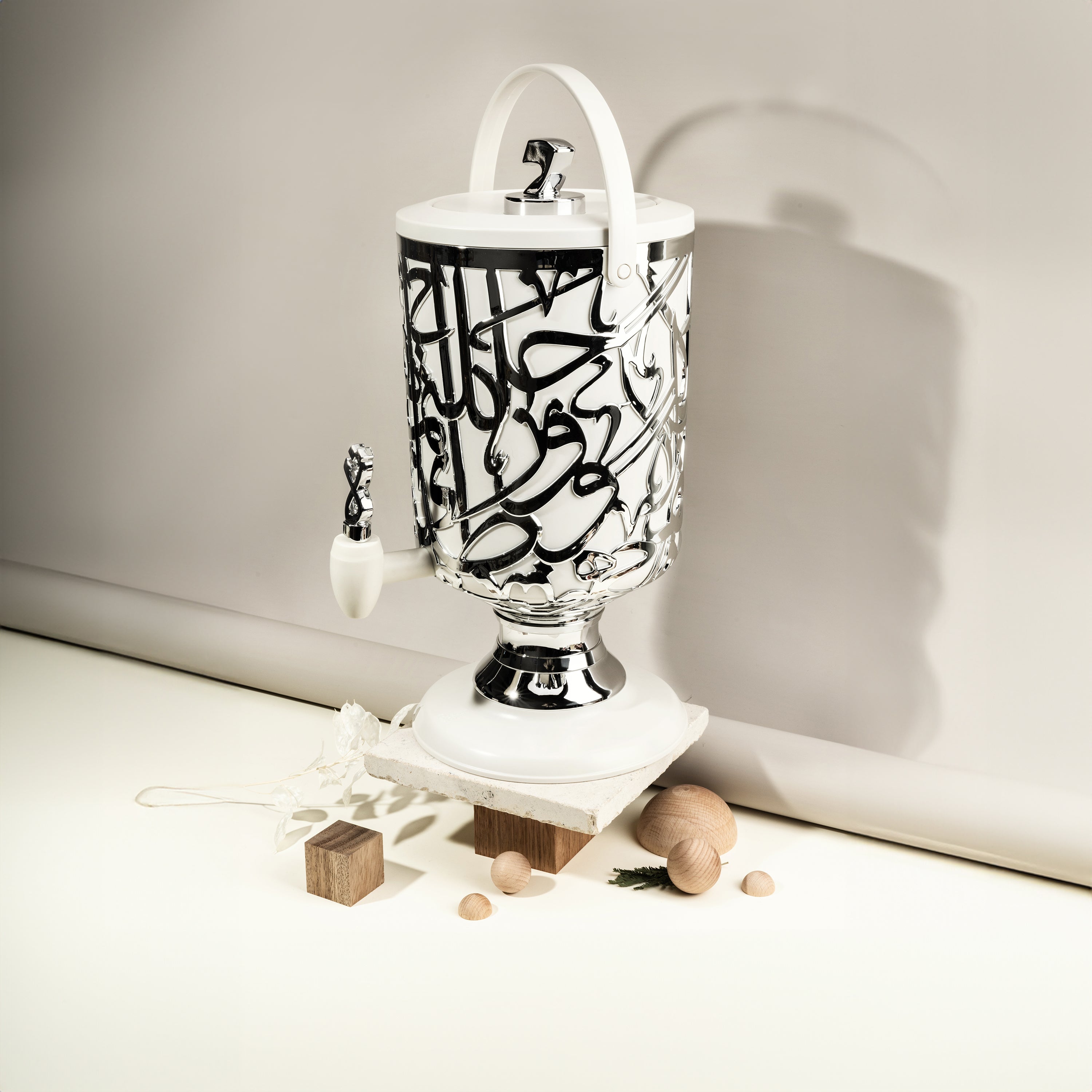 Diwan - 3 Liters Cold Beverage Dispenser - Pearl & Silver