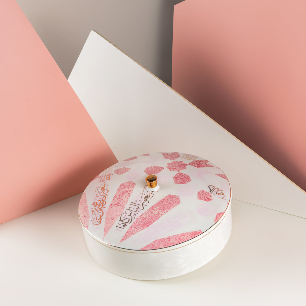 Amal - Cuenco grande para dátiles - Rosa y dorado