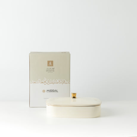 Mirral - Medium Decorative Canister - White & Gold