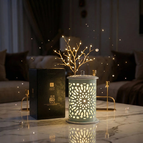 Asala - Medium Lantern Candle Holder - Teal & Silver