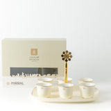 Mirral - Arabic Coffee Cups With Holder - White & Gold