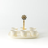 Mirral - Arabic Coffee Cups With Holder - White & Gold