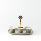 Mirral - Arabic Coffee Cups With Holder - Grey & Gold