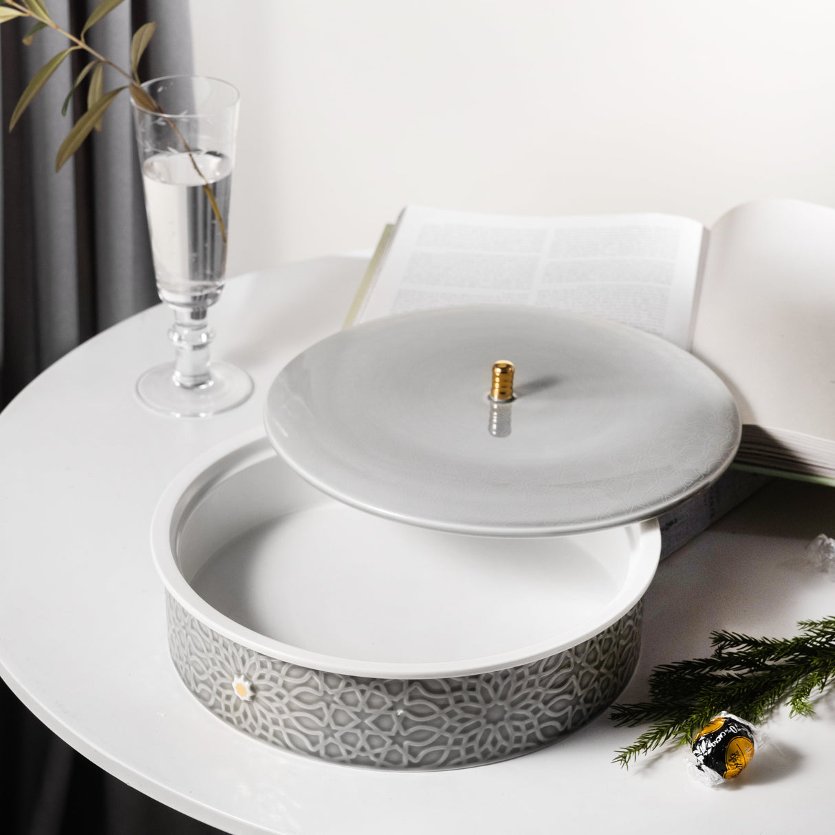 Asala - Large Decorative Canister - Grey & Gold