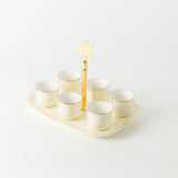 Mirral - Arabic Coffee Cups With Holder - White & Gold