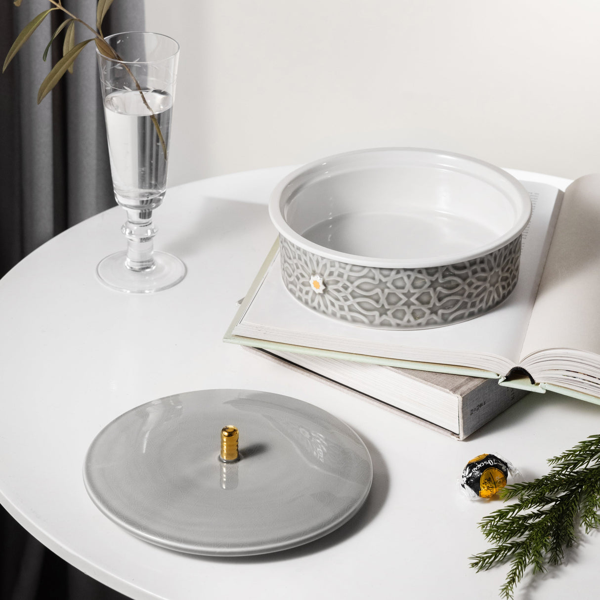 Asala - Medium Decorative Canister - Grey & Gold