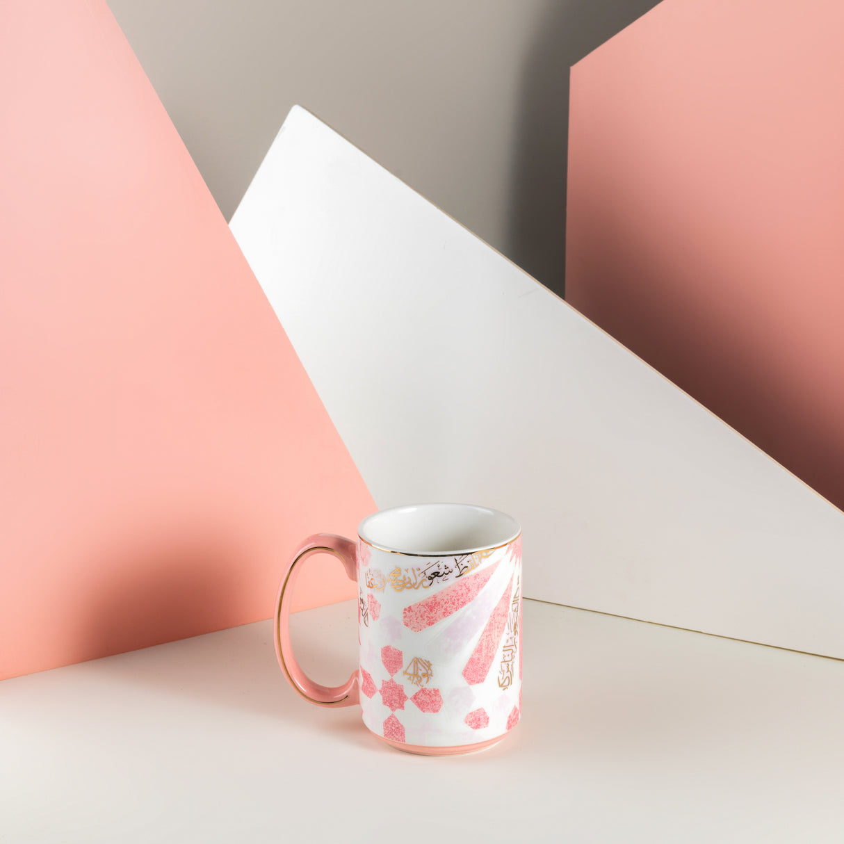 Amal - Single Coffee Mug (350 ml)- Pink & Gold