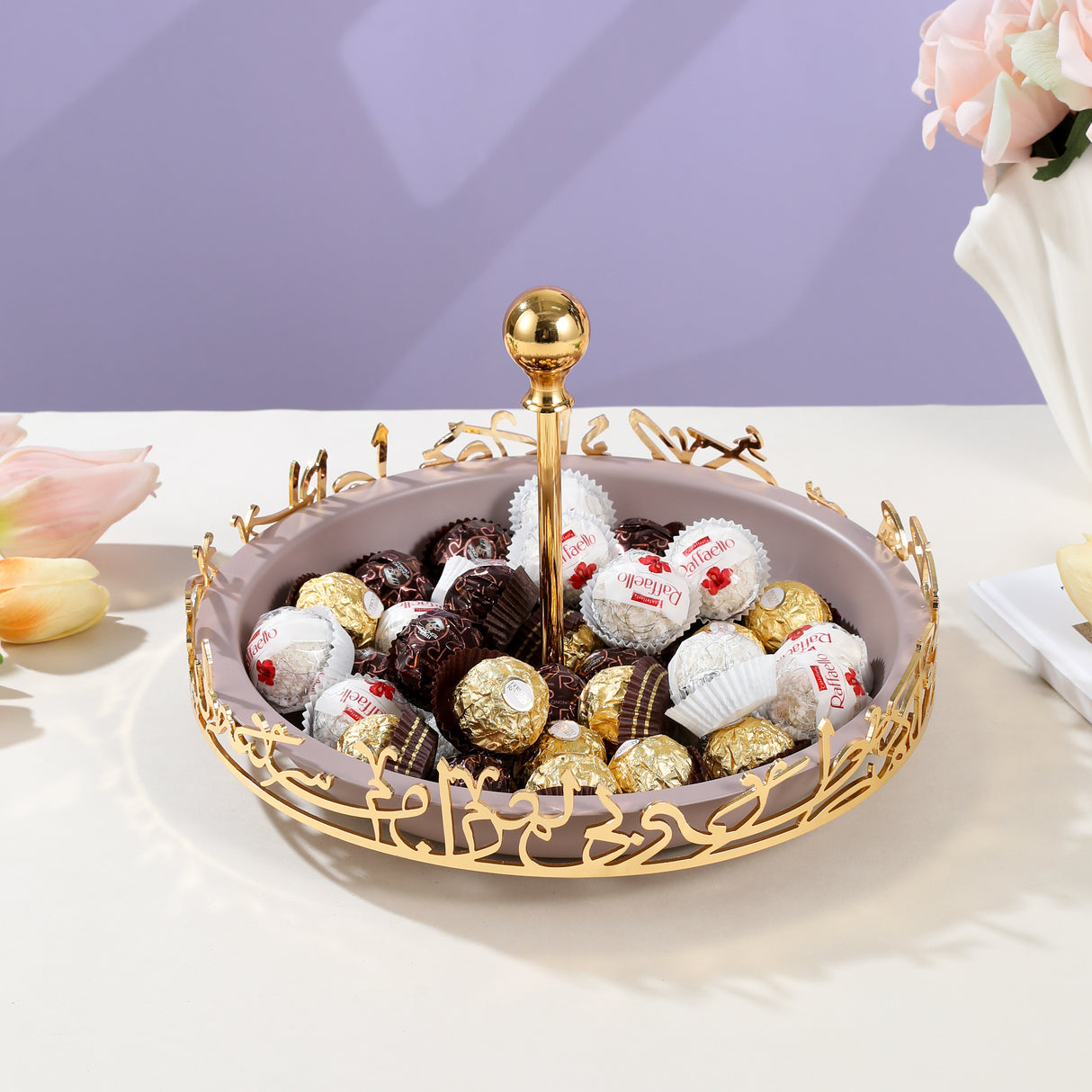 Jiwar - Medium Serving Stand - Lavender & Gold