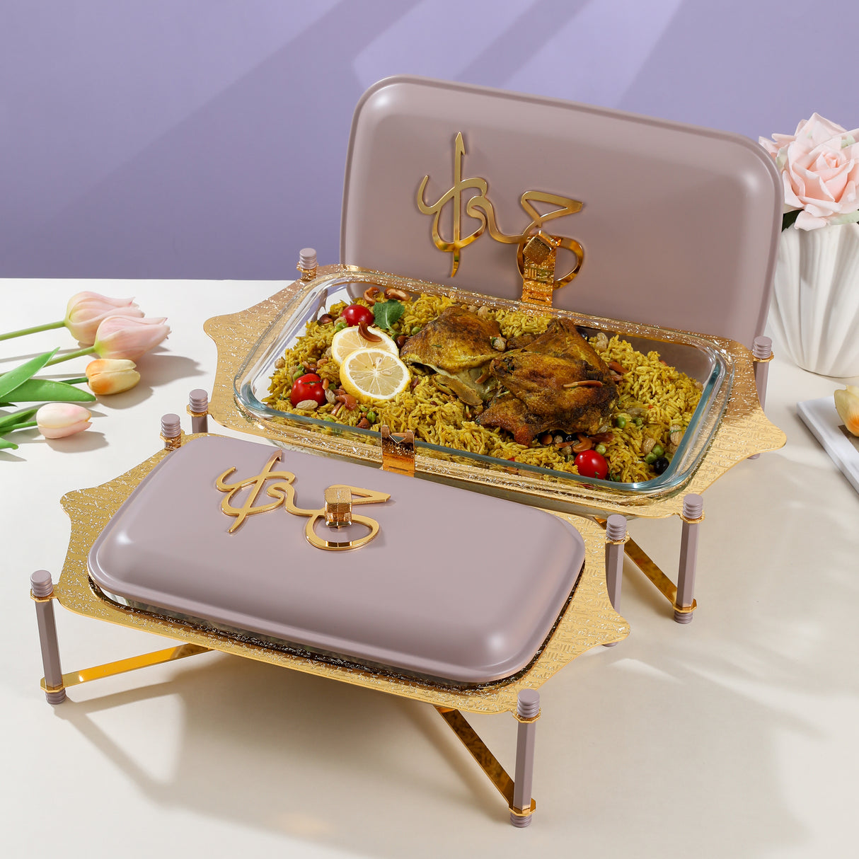 Jiwar Pyrex Chafer Set - Lavender & Gold
