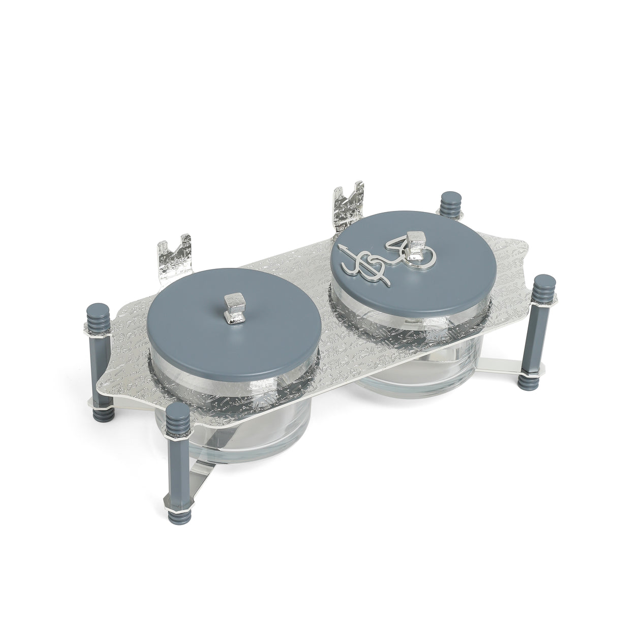 The Refined Medium Serving Set – Haze Blue & Silver