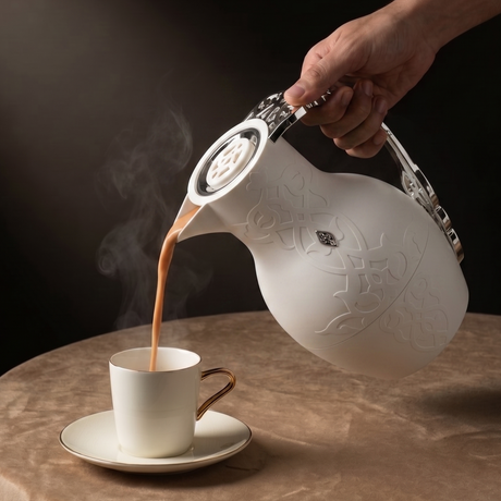 Naqsh - Vacuum Flask / Thermos - White & Silver