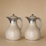Nourhan - Vacuum Flask/Thermos - Beige & Matt Silver