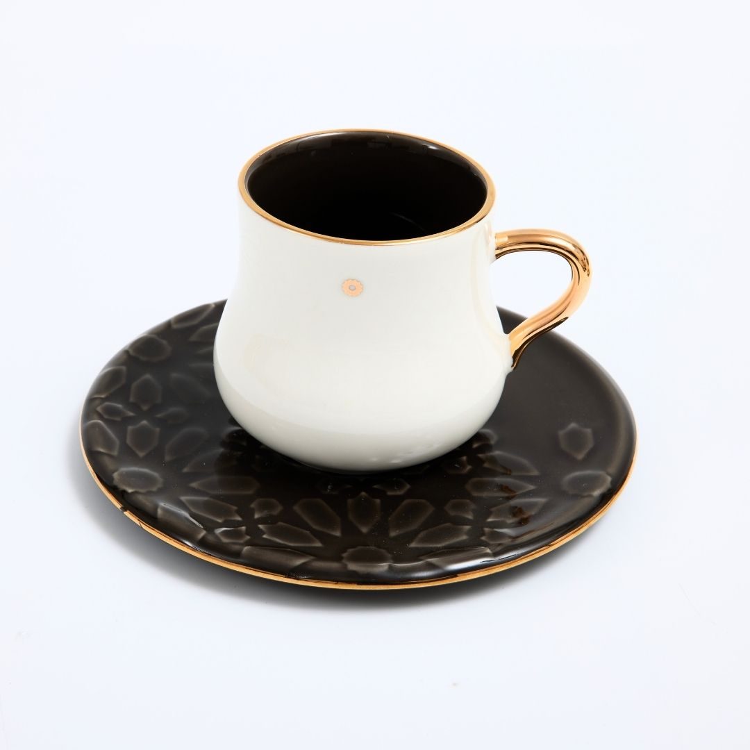 Dunes - Tazas de capuchino (12 piezas) - Negro y dorado