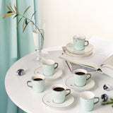 Asala - Esspresso/ Turkish Coffee Set (12-Pc) - Teal & Silver