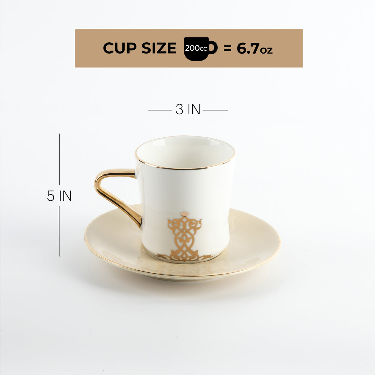 Naqsh - Cappuccino Set (12-Pc) -Ivory & Gold