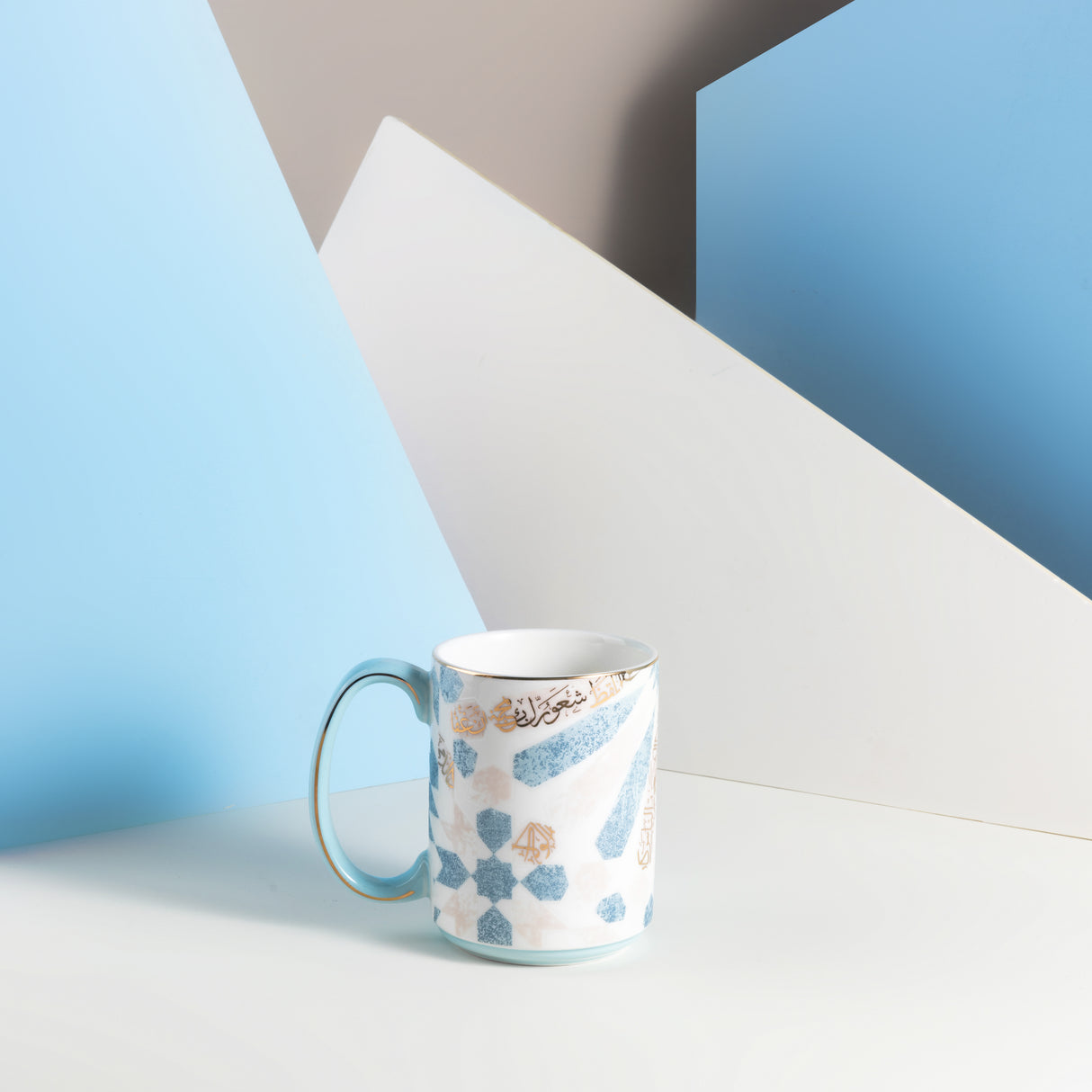 Amal - Single Single Coffee Mug  (350 ml)- Blue & Gold