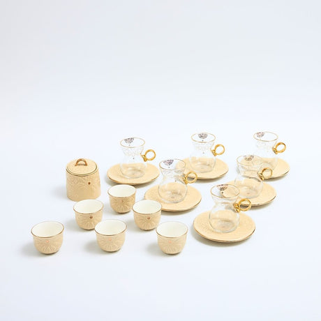 Dunes - Tea Set (19-Pc) - Ivory & Gold