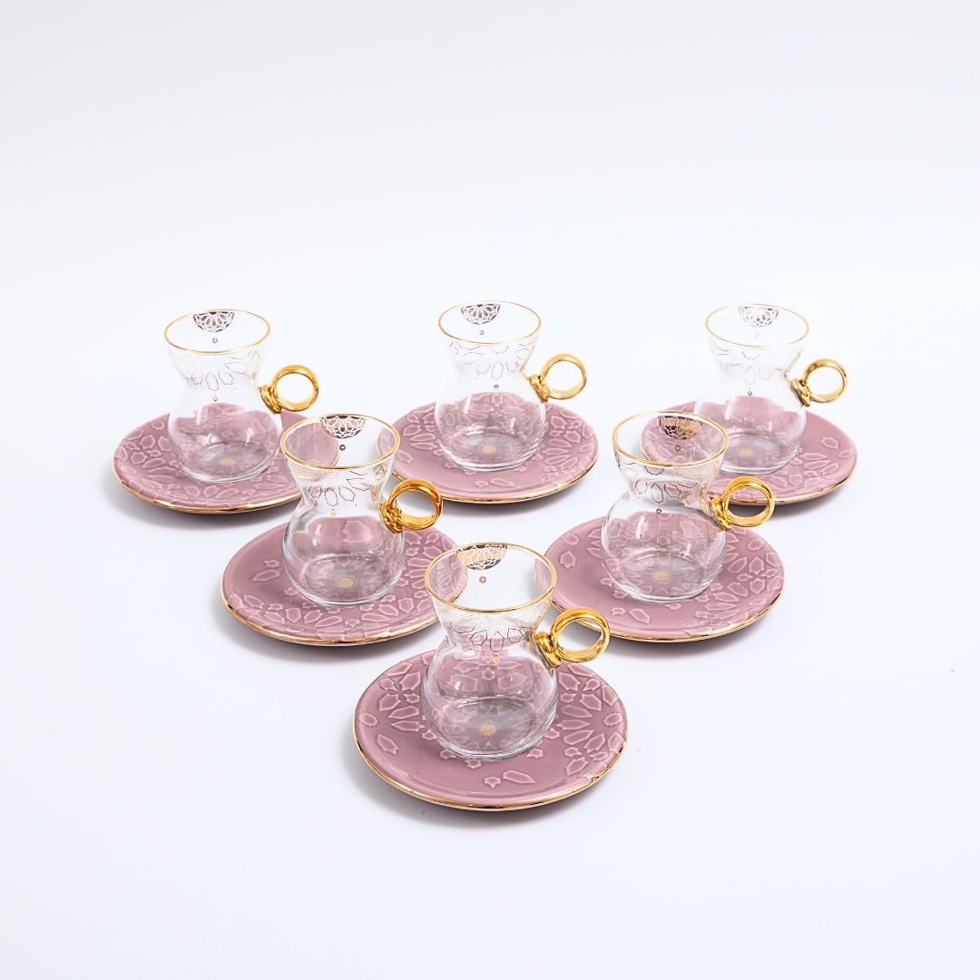 Dunes - Tea Set (12-Pc) - Purple & Gold