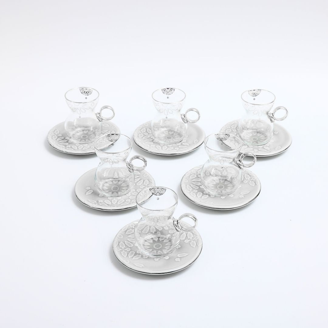 Dunes - Tea Set (12-Pc) - Grey & Silver