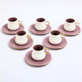 Dunes - Espresso /Turkish Coffee Cups, (12-Pc)- Purple & Gold