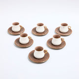 Dunes - Espresso /Turkish Coffee Cups, (12-Pc)- Brown & Gold