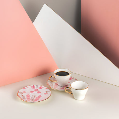 Amal - Tazas de café expreso/turco, (12 piezas) - Rosa y dorado