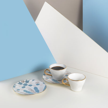 Amal - Tazas de café expreso/turco, (12 piezas) - Azul y dorado