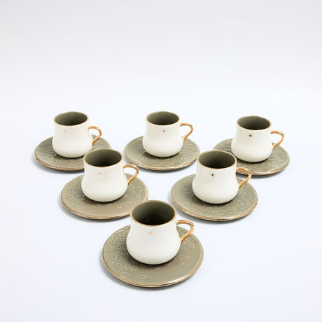 Dunes - Tazas para capuchino (12 piezas) - Gris oscuro y dorado