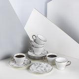 Amal - Cappuccino Cups, (12-Pc)- Grey & Silver
