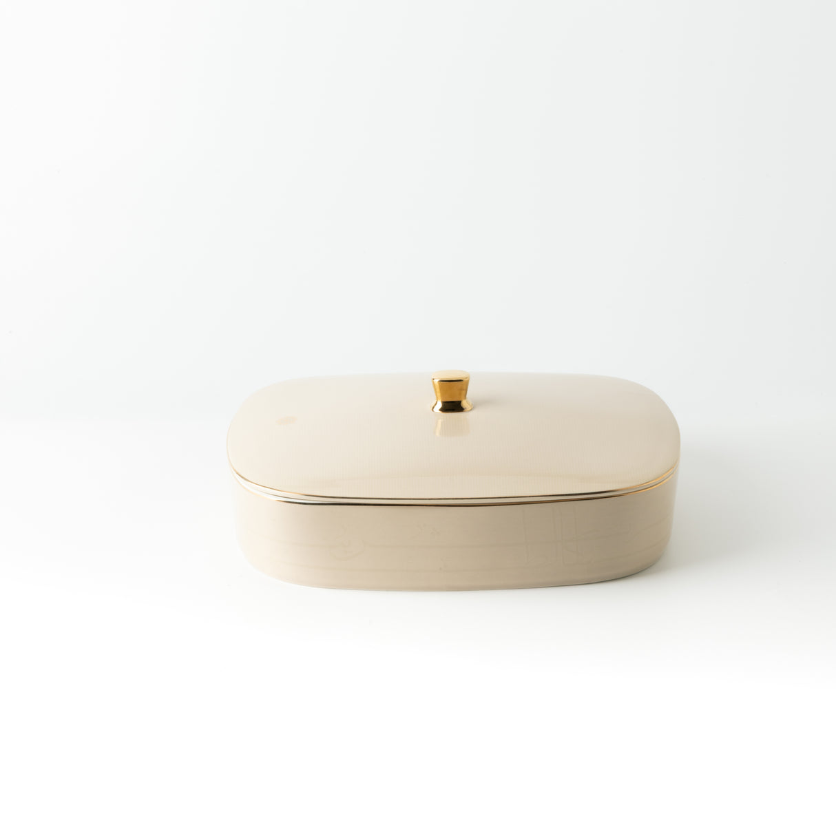 Mirral - Large Decorative Canister - Beige & Gold