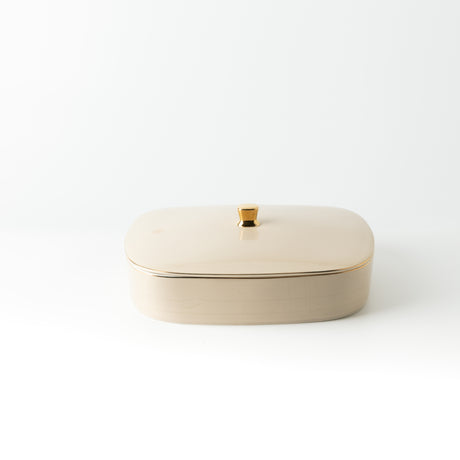 Mirral - Large Decorative Canister - Beige & Gold