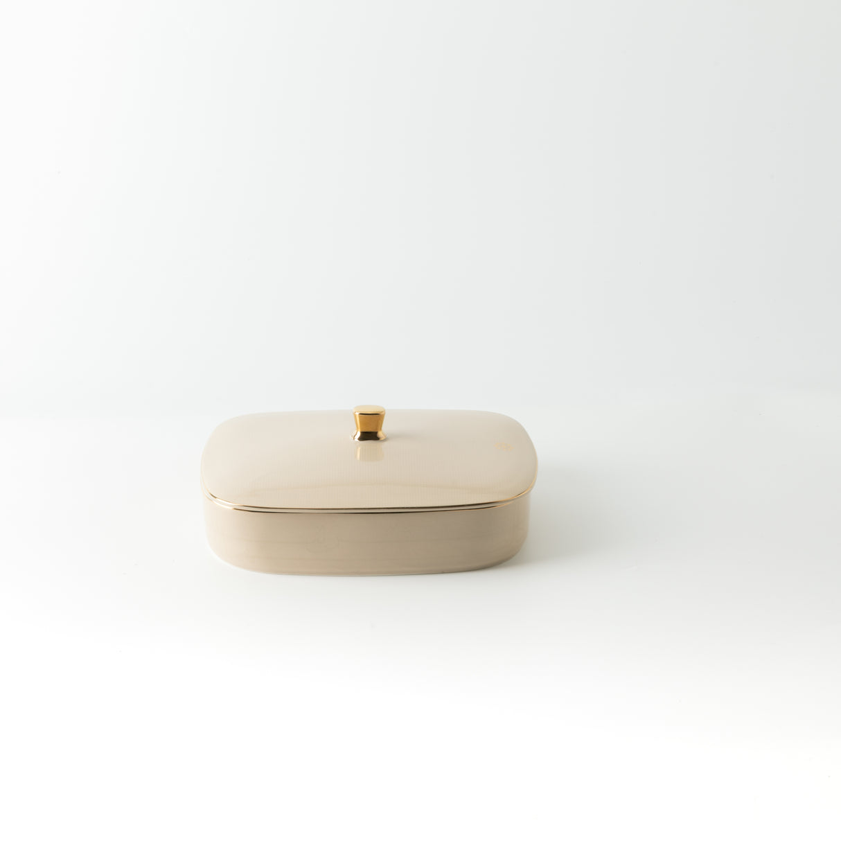 Mirral - Medium Decorative Canister - Beige & Gold