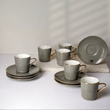 Mirral - Espresso/Turkish Coffee Set (12-Pc) - Grey & Gold