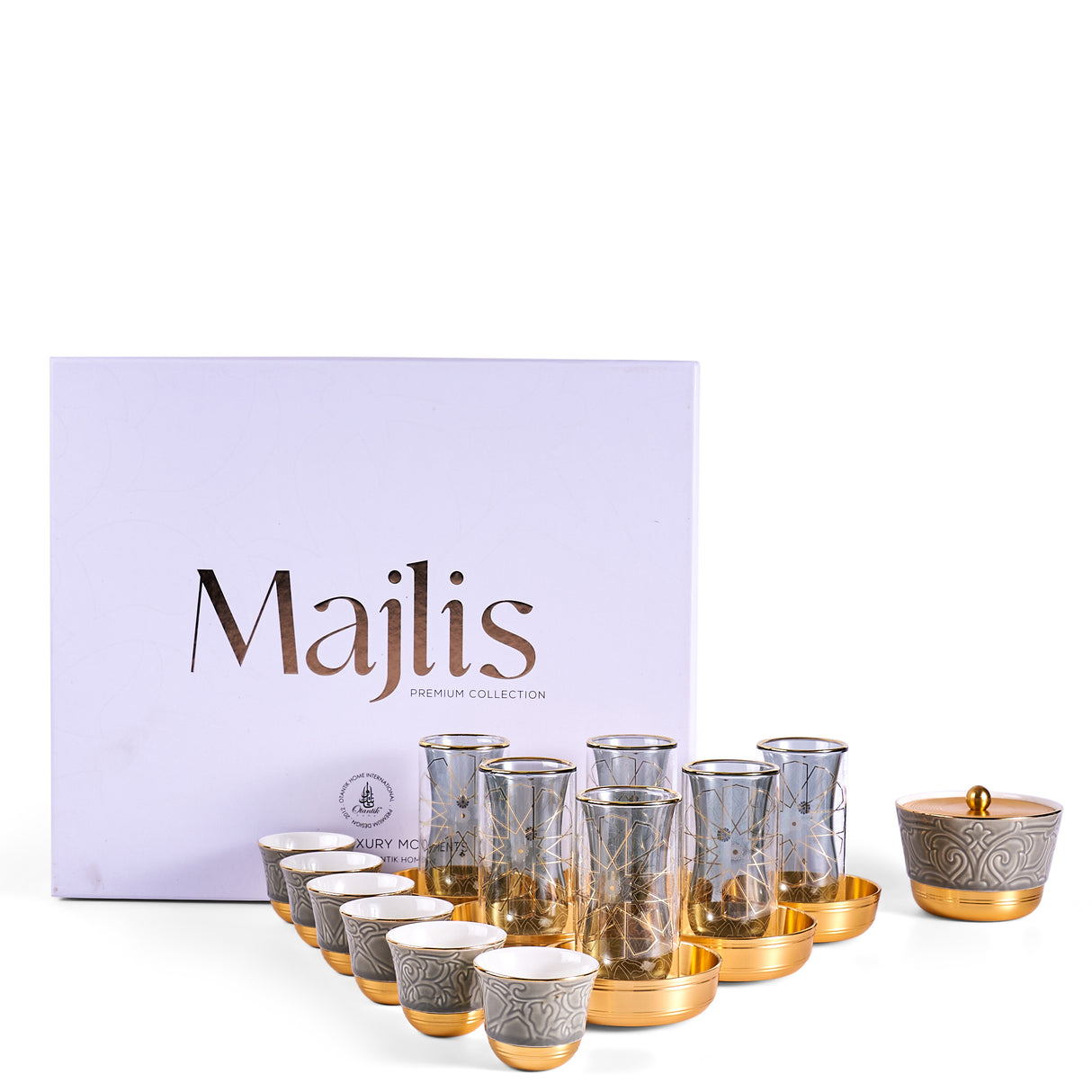 Luxury Majlis - Tea Set (Set of 19)- Glossy Grey