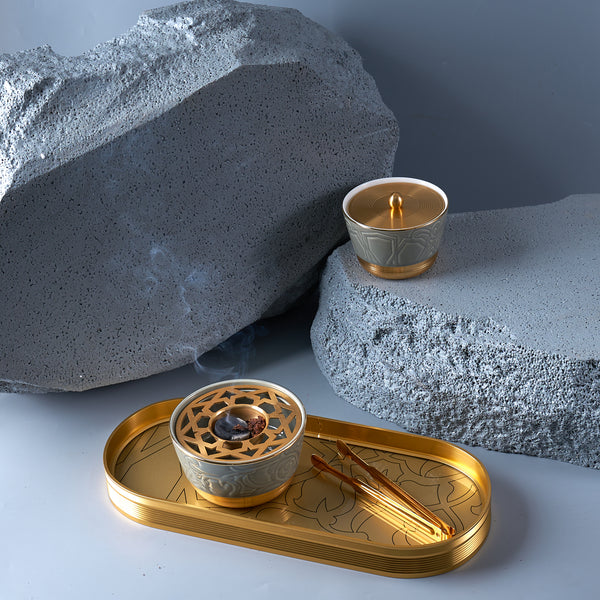 Luxury Majlis - Incense Burner Set - Glossy Grey